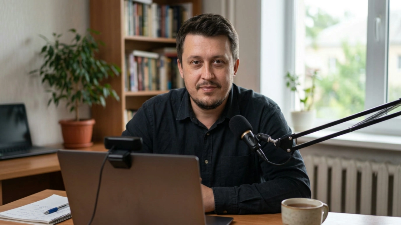 Евгений Зайферт - специалист по медиа записывает онлайн-интервью из домашней студии